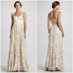 Alice + Olivia Yarra Gold Splatter Bustier Dress, Size 8